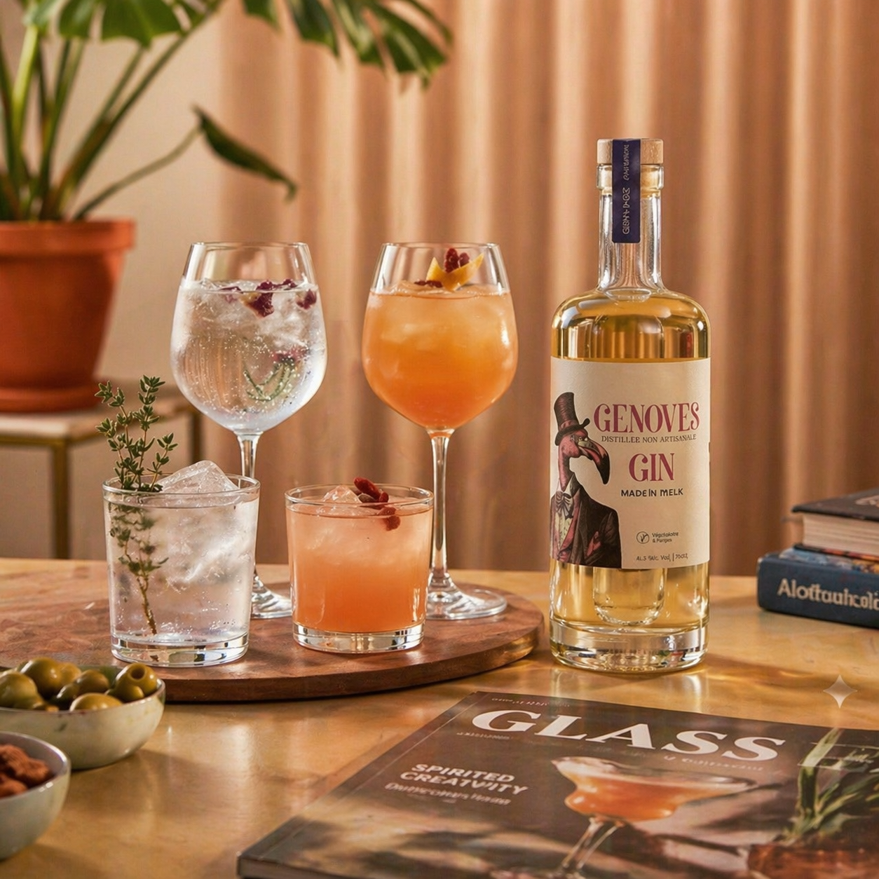 GENOVES 700ml Botanical Spirit — served with tonic and garnish