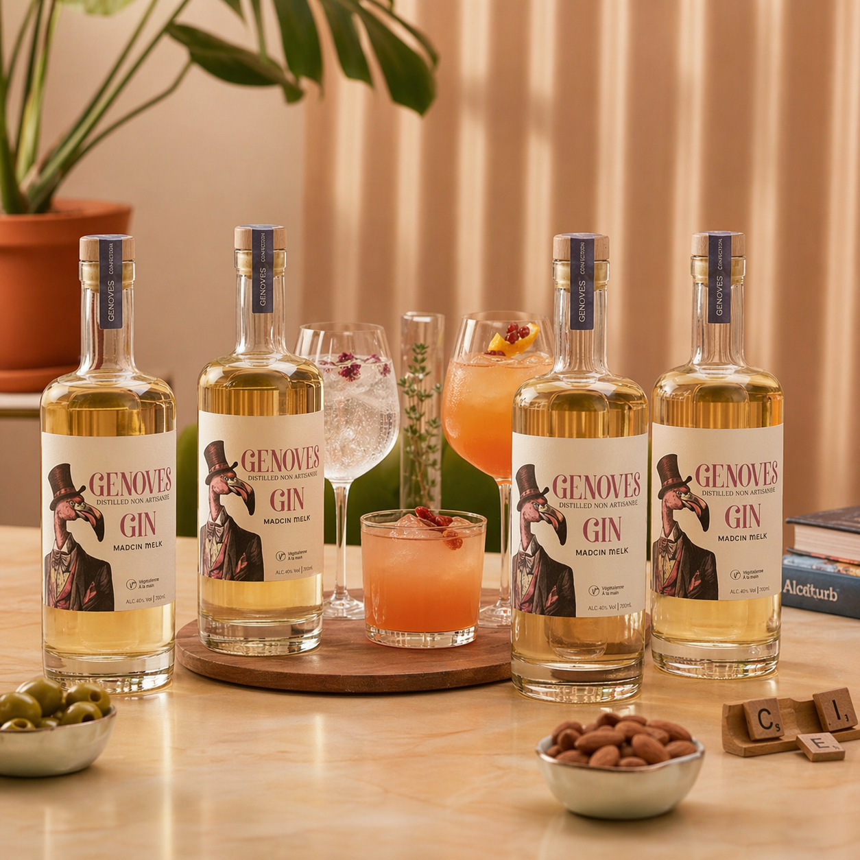 GENOVES — served over ice with tonic and garnish